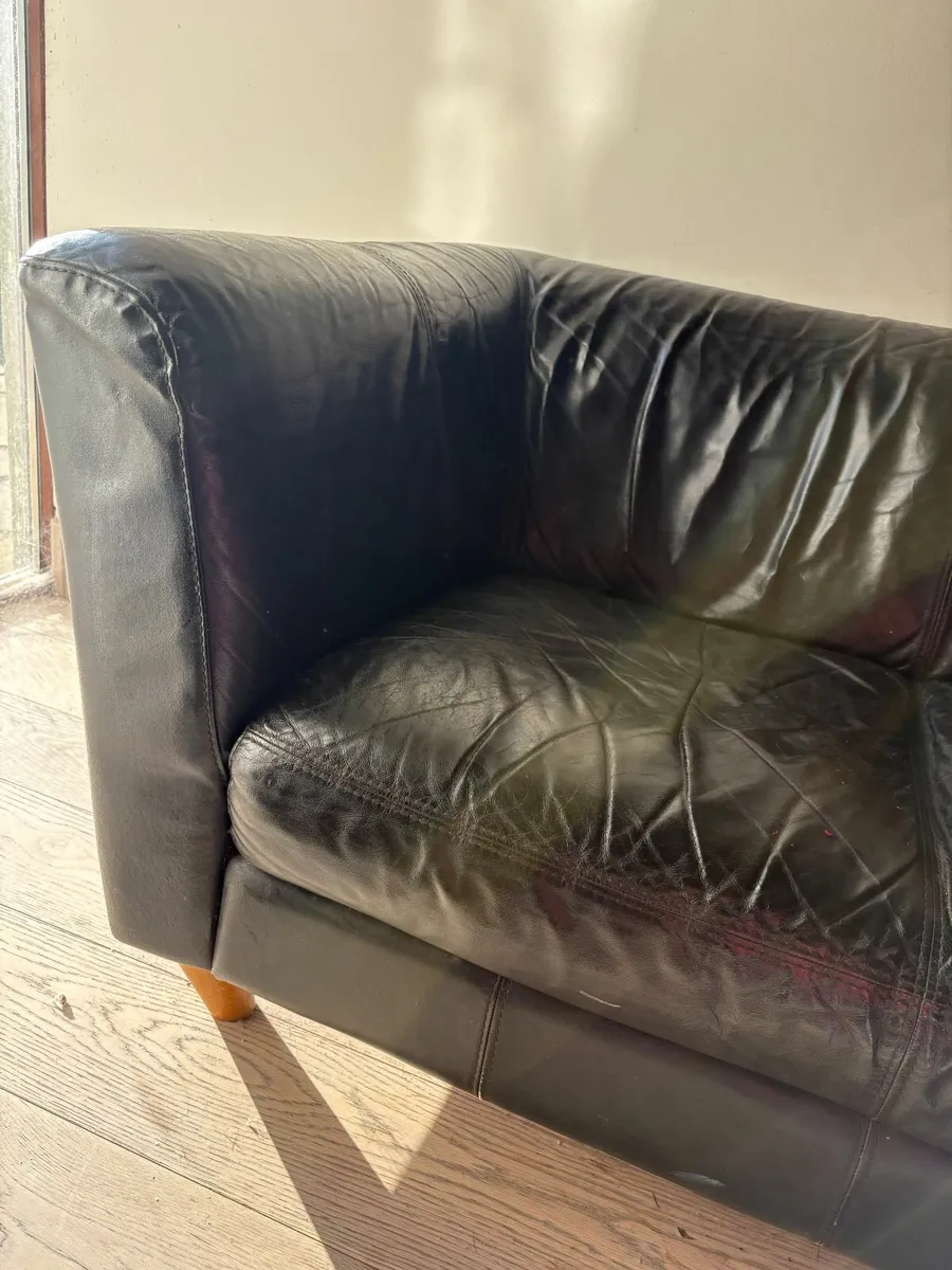 Black Leather Sofa - Image 3
