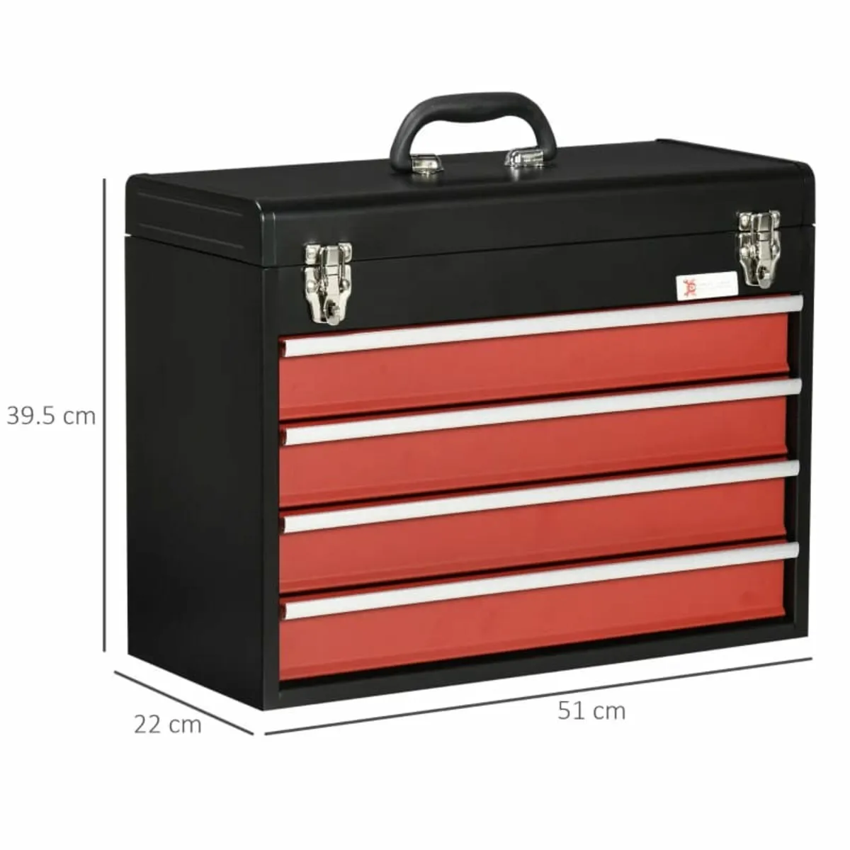 4 Drawer Tool Chest, Lockable Metal Tool Box with - Image 3