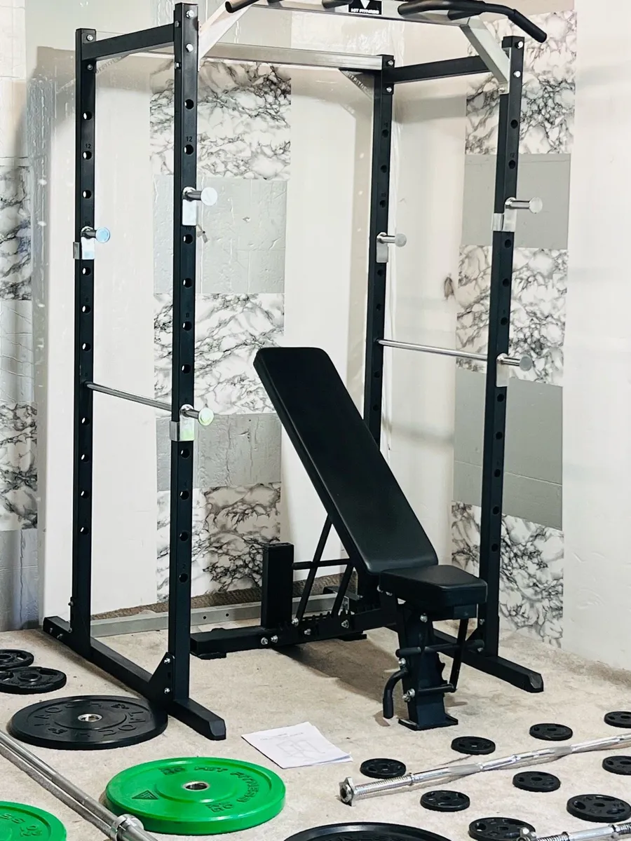 COMPLETE HOME GYM RACK BENCH WEIGHTS BAR DUMBBELLS - Image 3