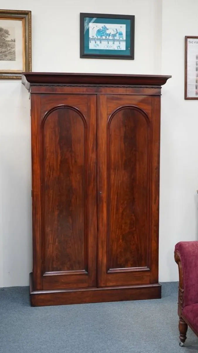 Antique Irish Mahogany Linen Press by Robert Strahan - Dated 1816 - Image 1