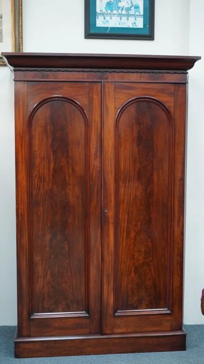 Antique Irish Mahogany Linen Press by Robert Strahan - Dated 1816 - Image 2