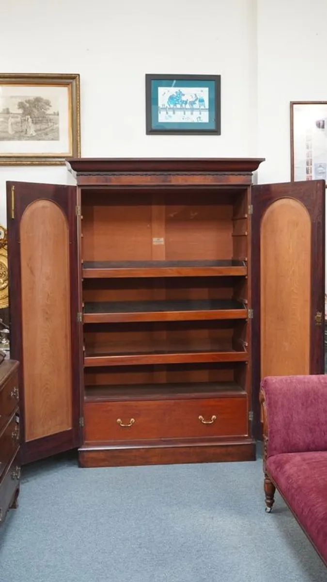 Antique Irish Mahogany Linen Press by Robert Strahan - Dated 1816 - Image 3