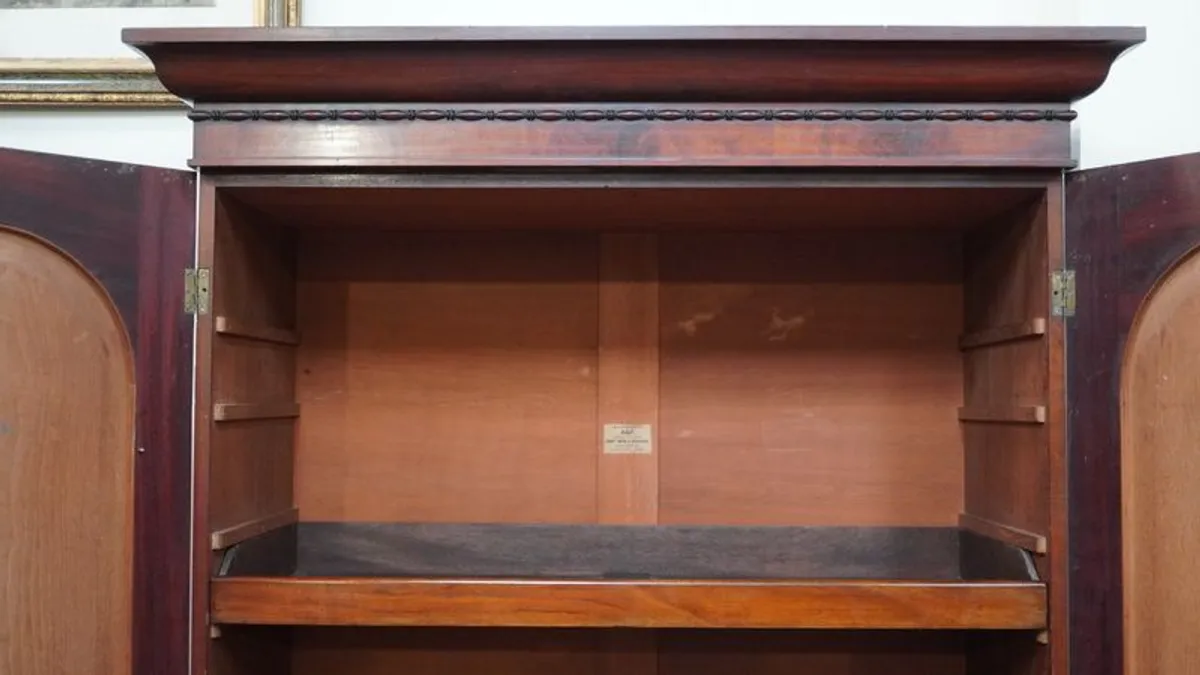 Antique Irish Mahogany Linen Press by Robert Strahan - Dated 1816 - Image 4