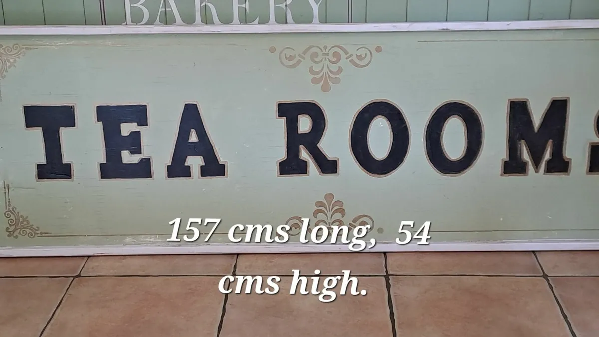 Large vintage style wooden tea rooms sign - Image 3