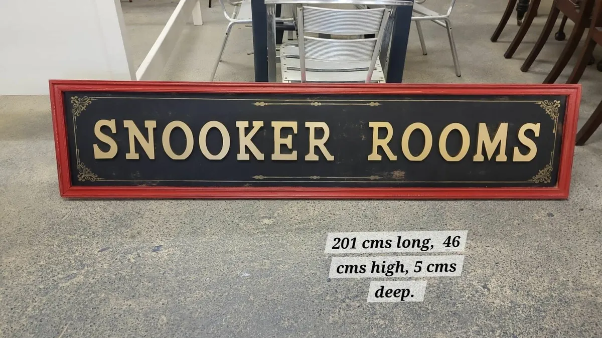 Large vintage style wooden snooker rooms sign - Image 2