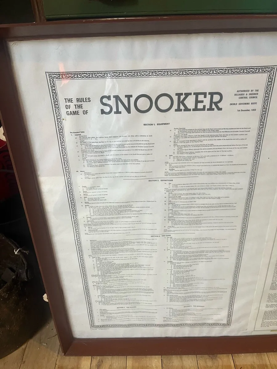 Vintage Framed Rules of Snooker - Image 3