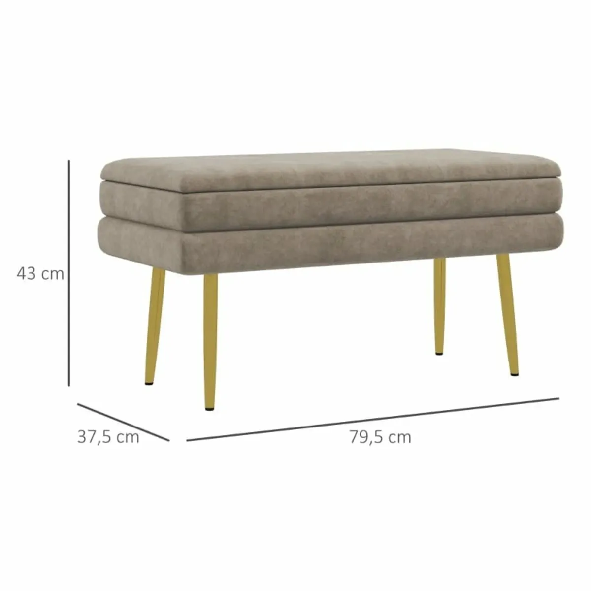 Upholstered Storage Bench, with Storage, Steel, 79 - Image 3