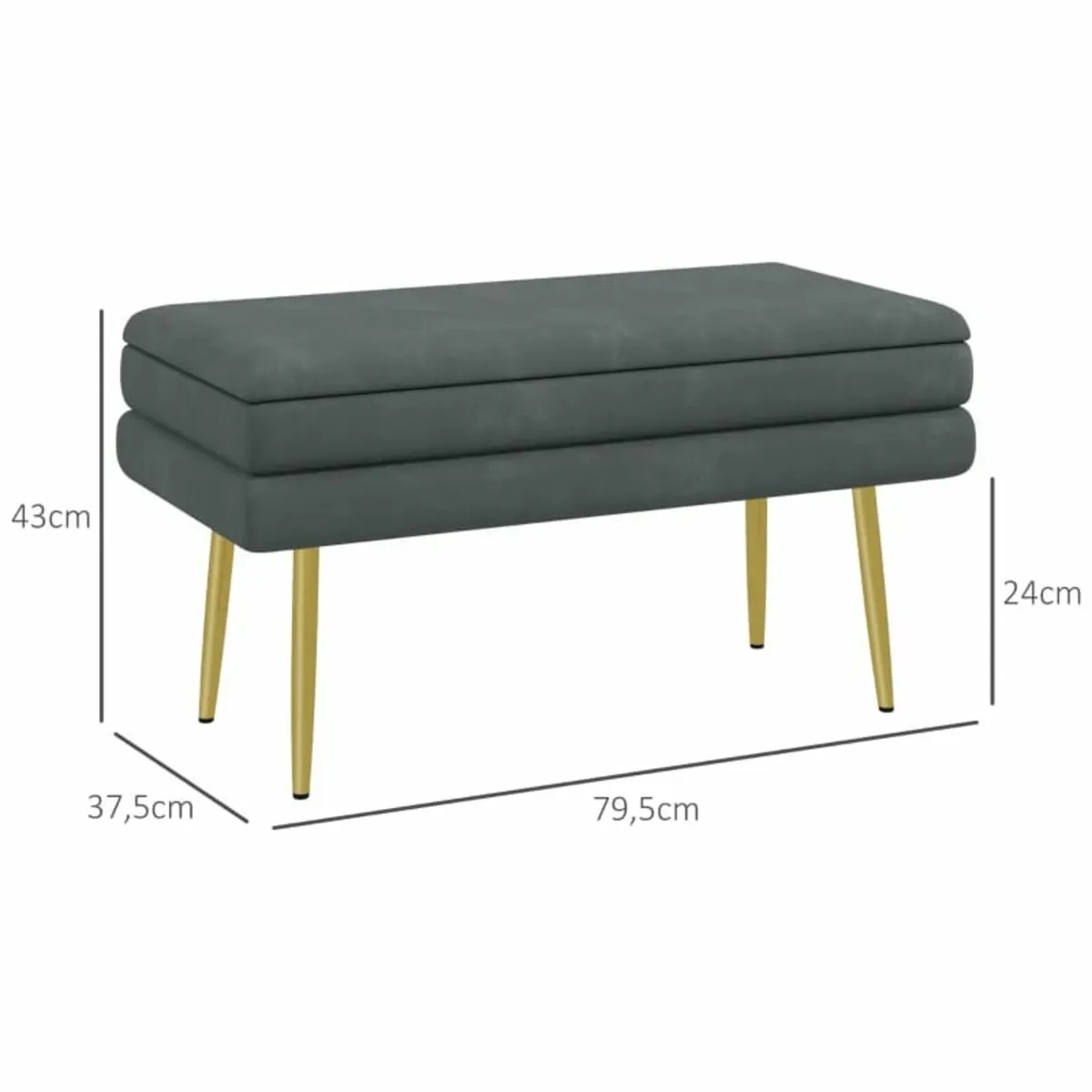 Bench Upholstered bench, with storage, Steel, 79.5 - Image 3