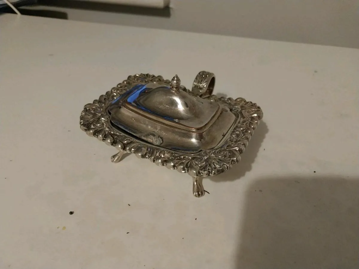 Ornate Silver-Plated Butter Dish