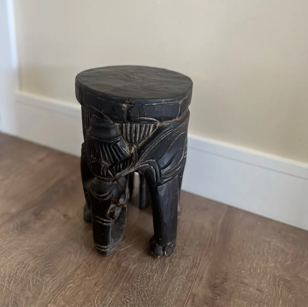 Antique African Carved Elephant Stool - Image 1