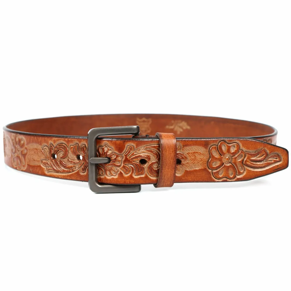 Genuine Leather Belt for Men Western Floral Design - Image 3