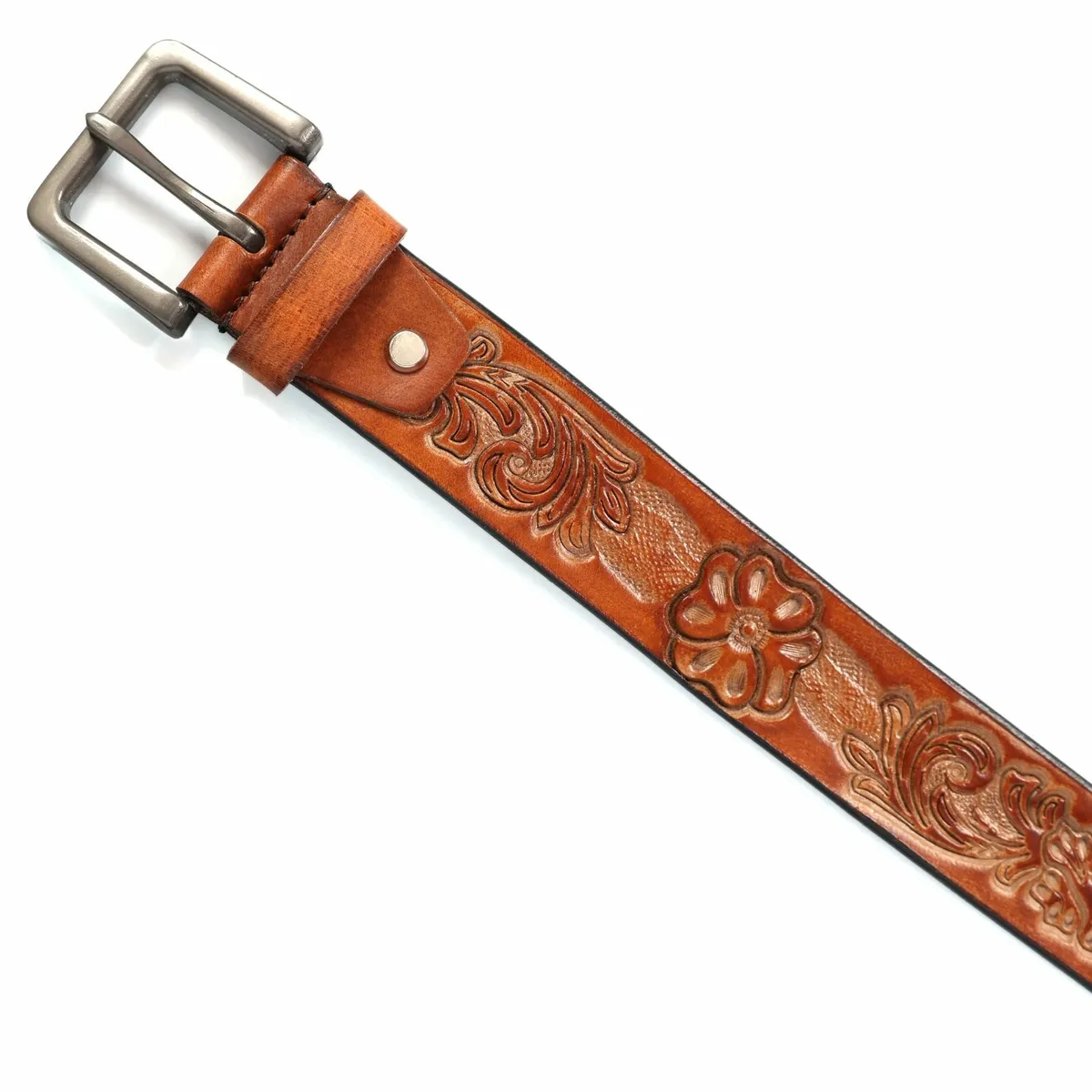 Genuine Leather Belt for Men Western Floral Design - Image 4