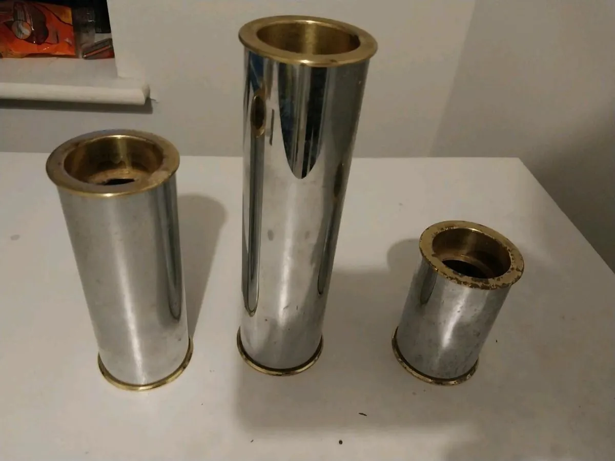Set of 3 Vintage Metal Cylinder Holders