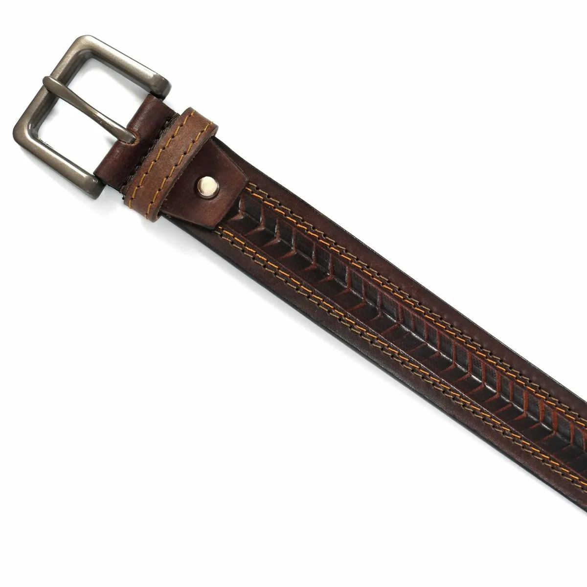 Genuine Leather Belt for Men Western Floral Design - Image 3