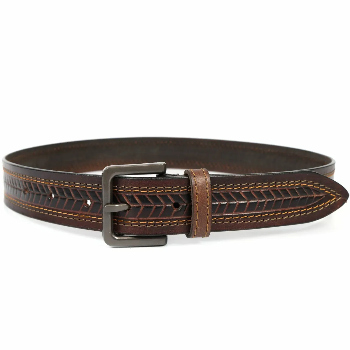 Genuine Leather Belt for Men Western Floral Design - Image 4