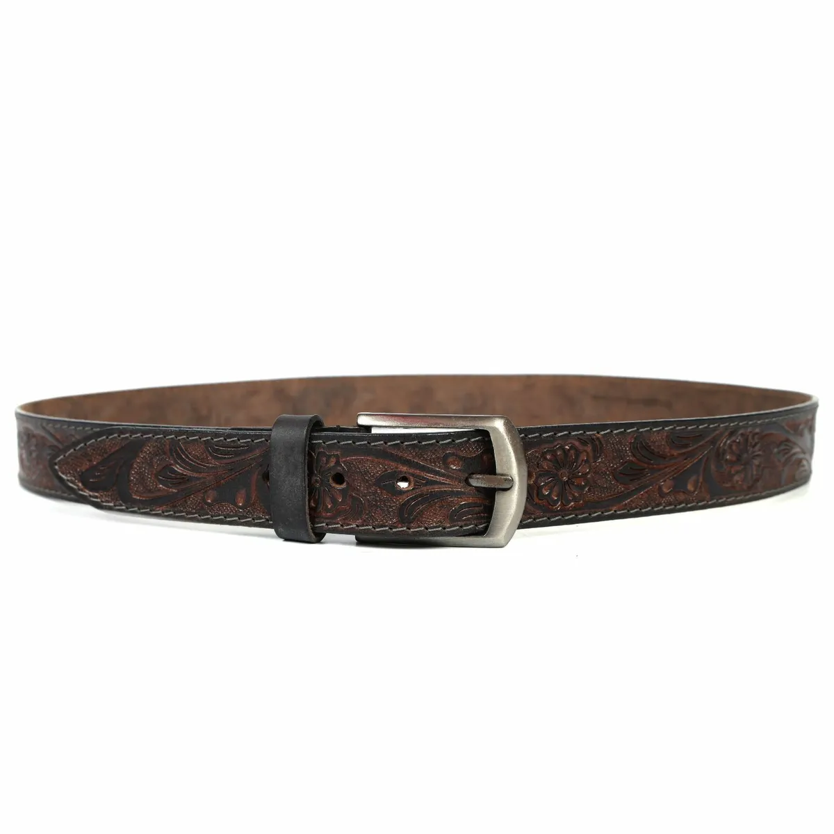 Genuine Leather Belt for Men Western Floral Design - Image 2