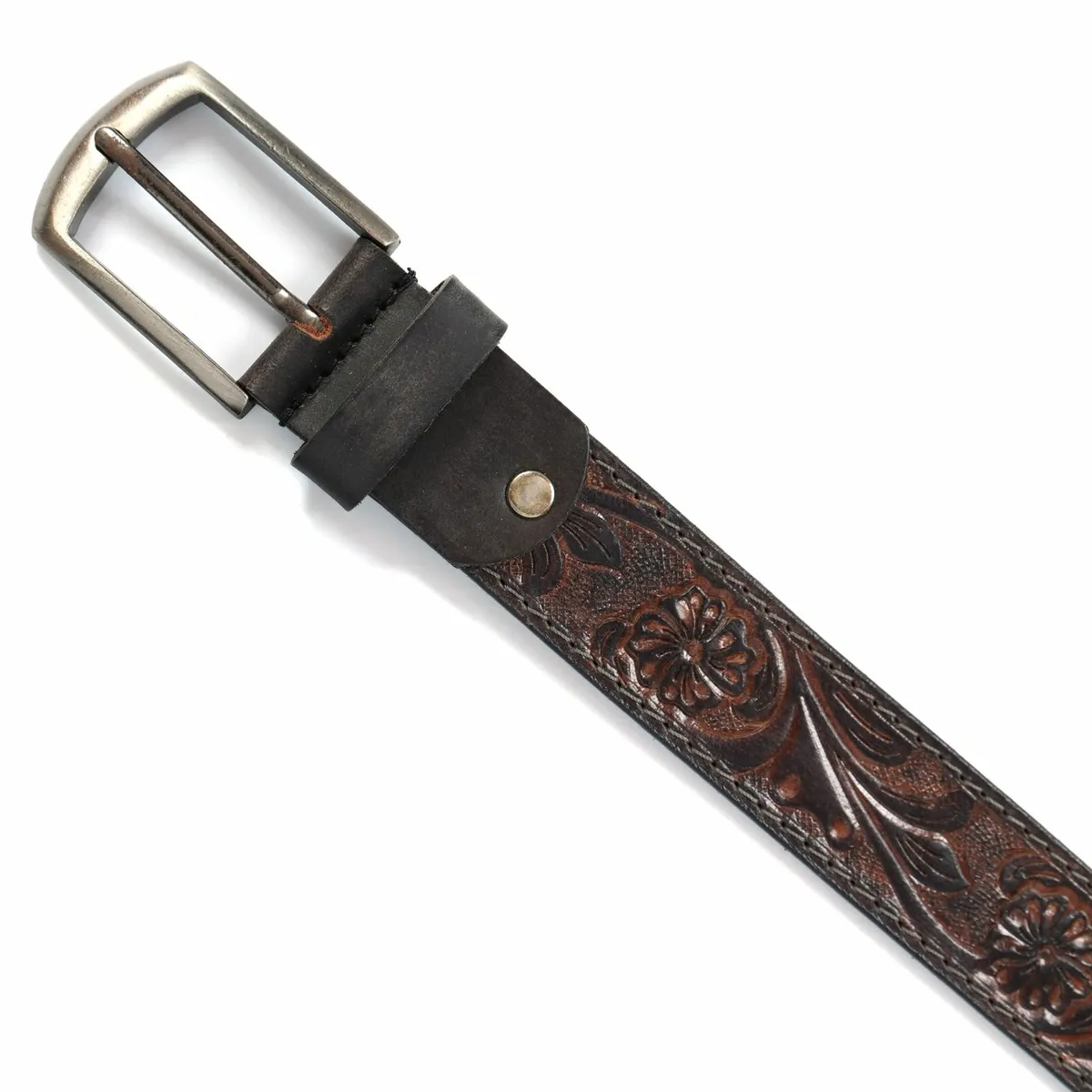 Genuine Leather Belt for Men Western Floral Design - Image 3