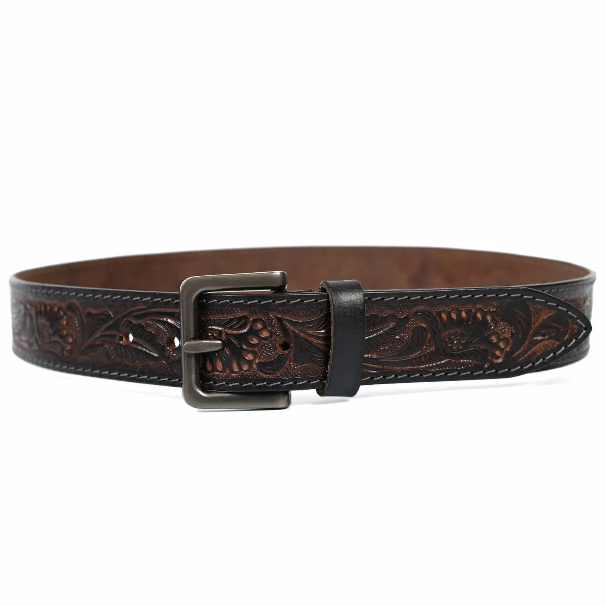 Genuine Leather Belt for Men Western Floral Design - Image 2