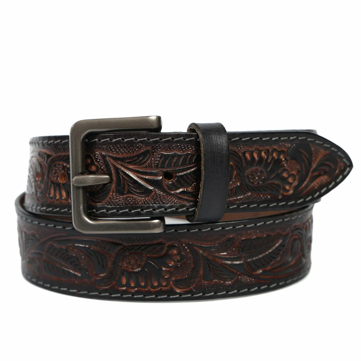 Genuine Leather Belt for Men Western Floral Design - Image 3