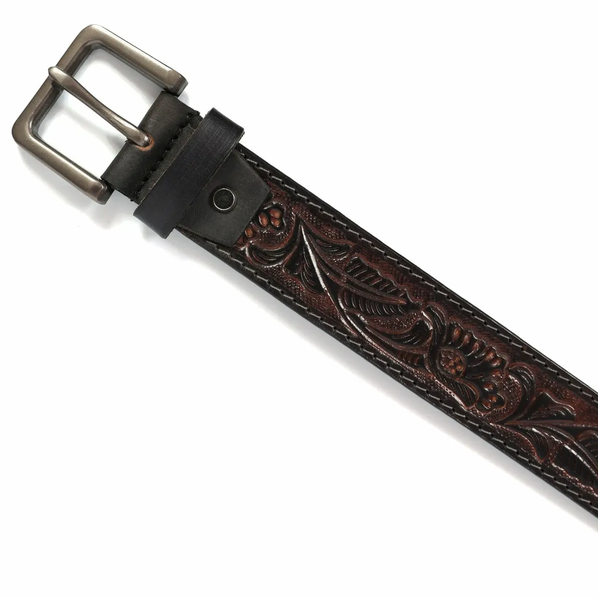 Genuine Leather Belt for Men Western Floral Design - Image 4