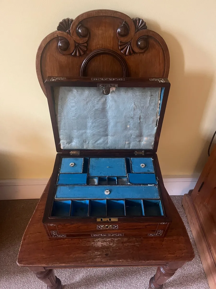 Antique Rosewood Mother of Pearl Sewing Box - Image 2