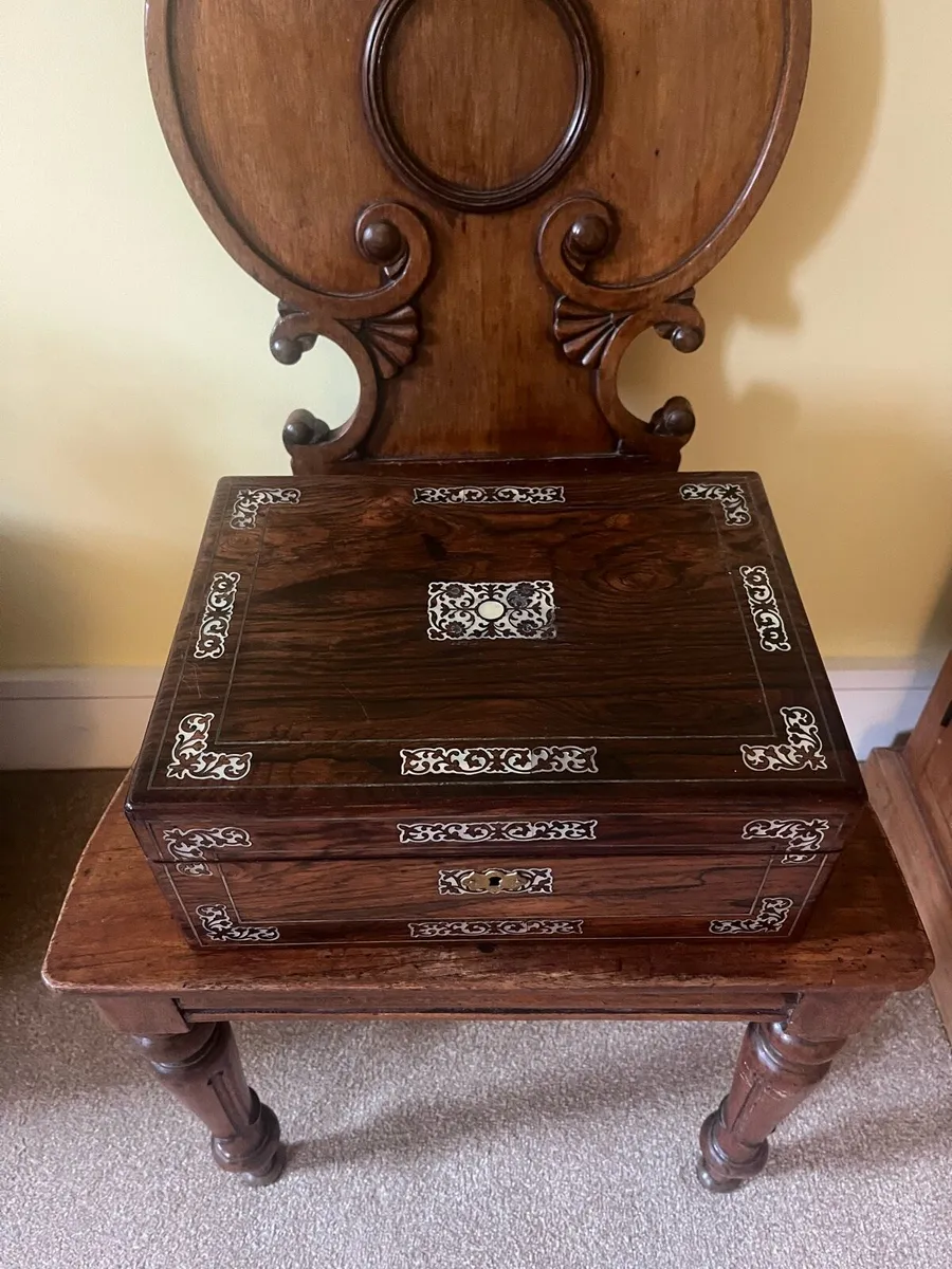 Antique Rosewood Mother of Pearl Sewing Box - Image 1