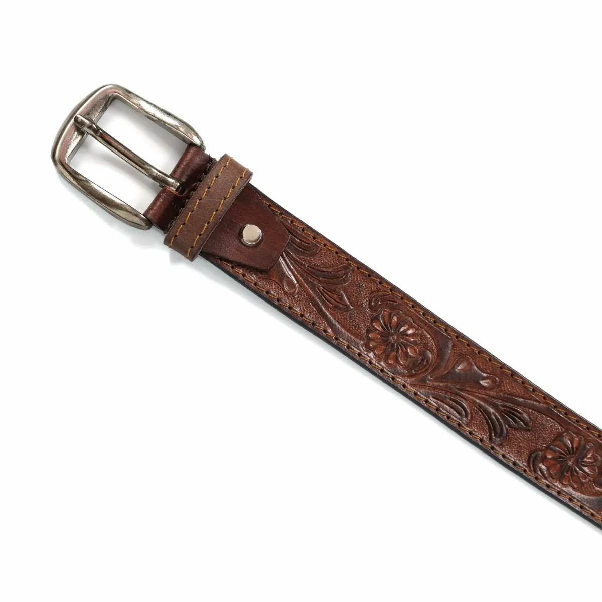 Genuine Leather Belt for Men Western Floral Design - Image 3