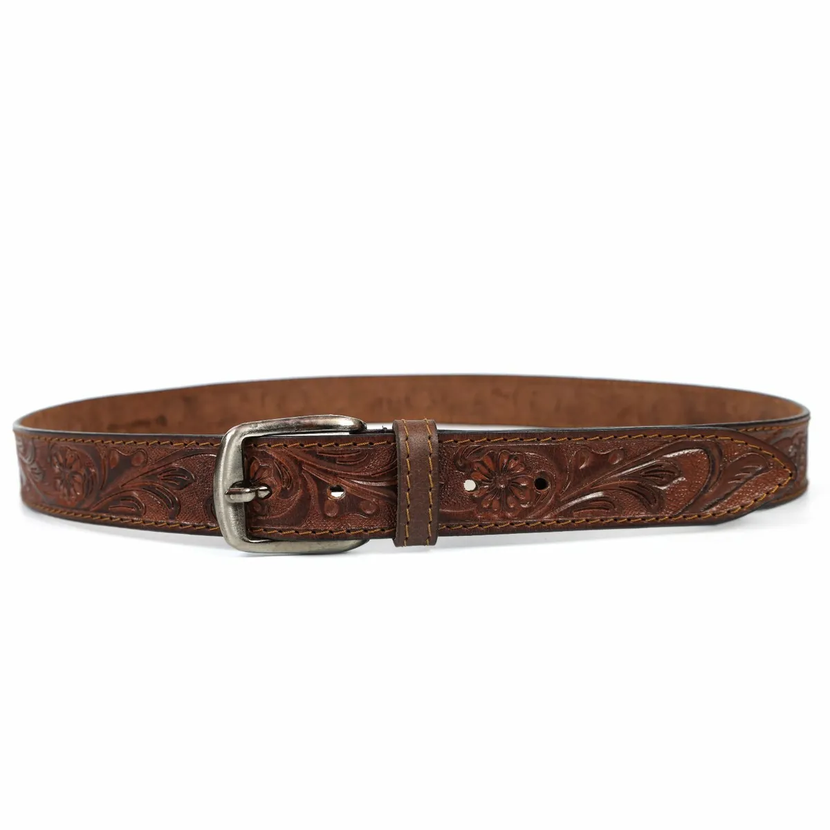 Genuine Leather Belt for Men Western Floral Design - Image 4