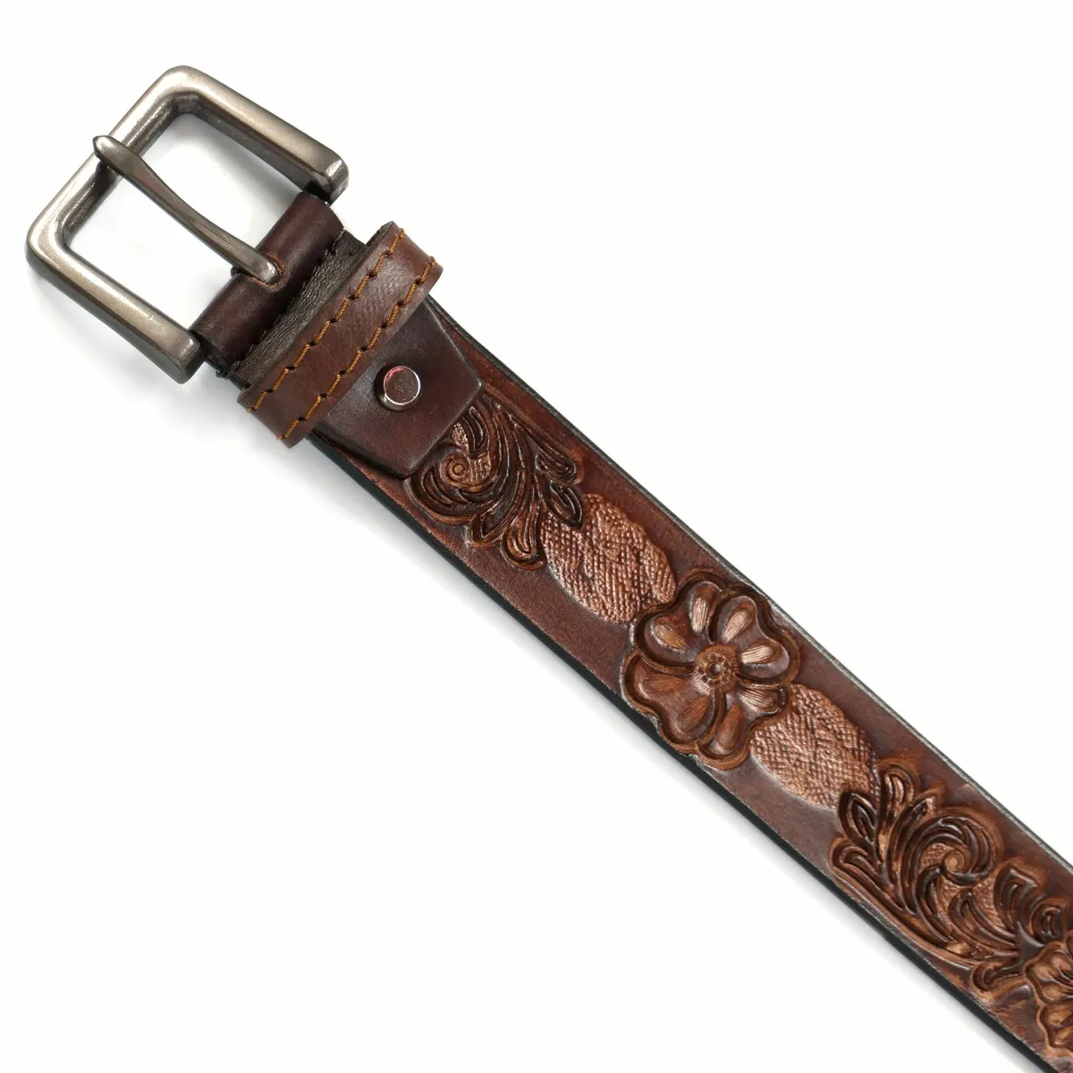 Genuine Leather Belt for Men Western Floral Design - Image 4