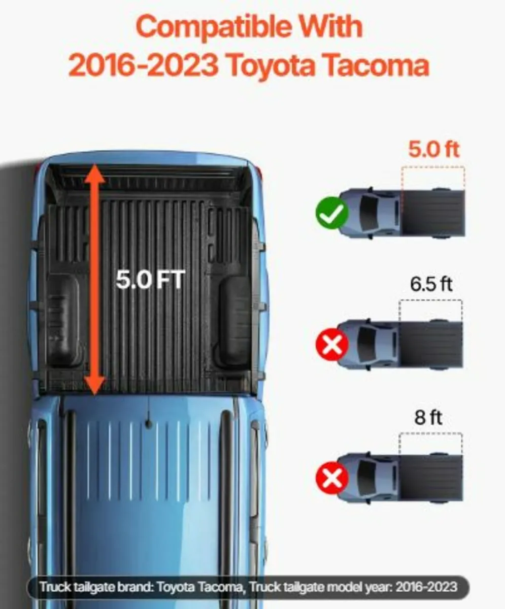 Tri-Fold Truck Bed Tonneau Cover, Compatible - Image 2