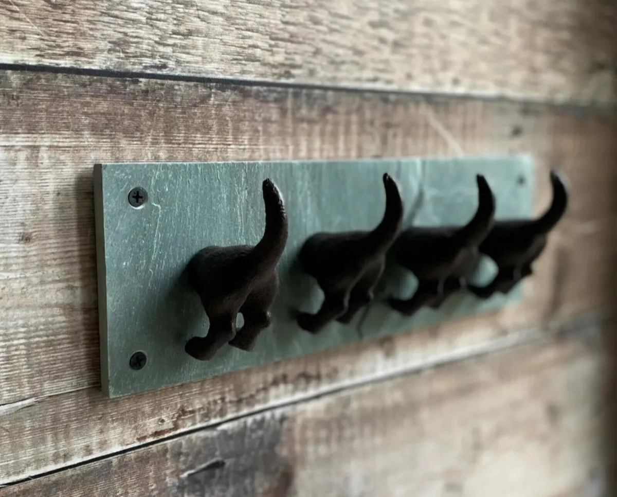 Dog Tail Coat Hooks Cast Iron & Slate - Image 2