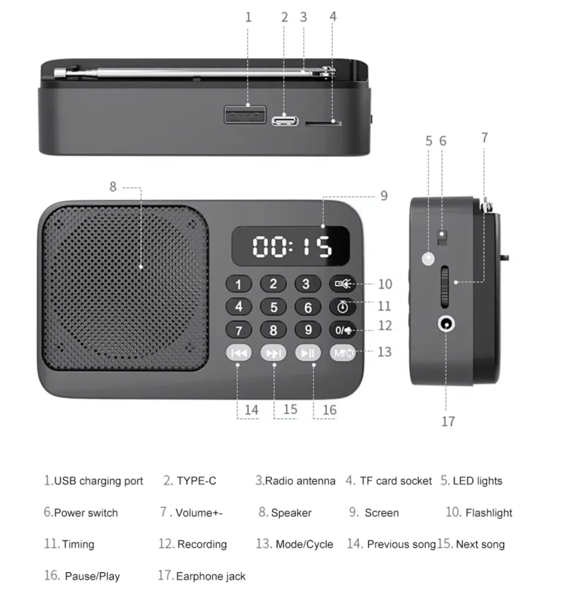 Portable FM radio with Bluetooth and MicroSD - Image 2