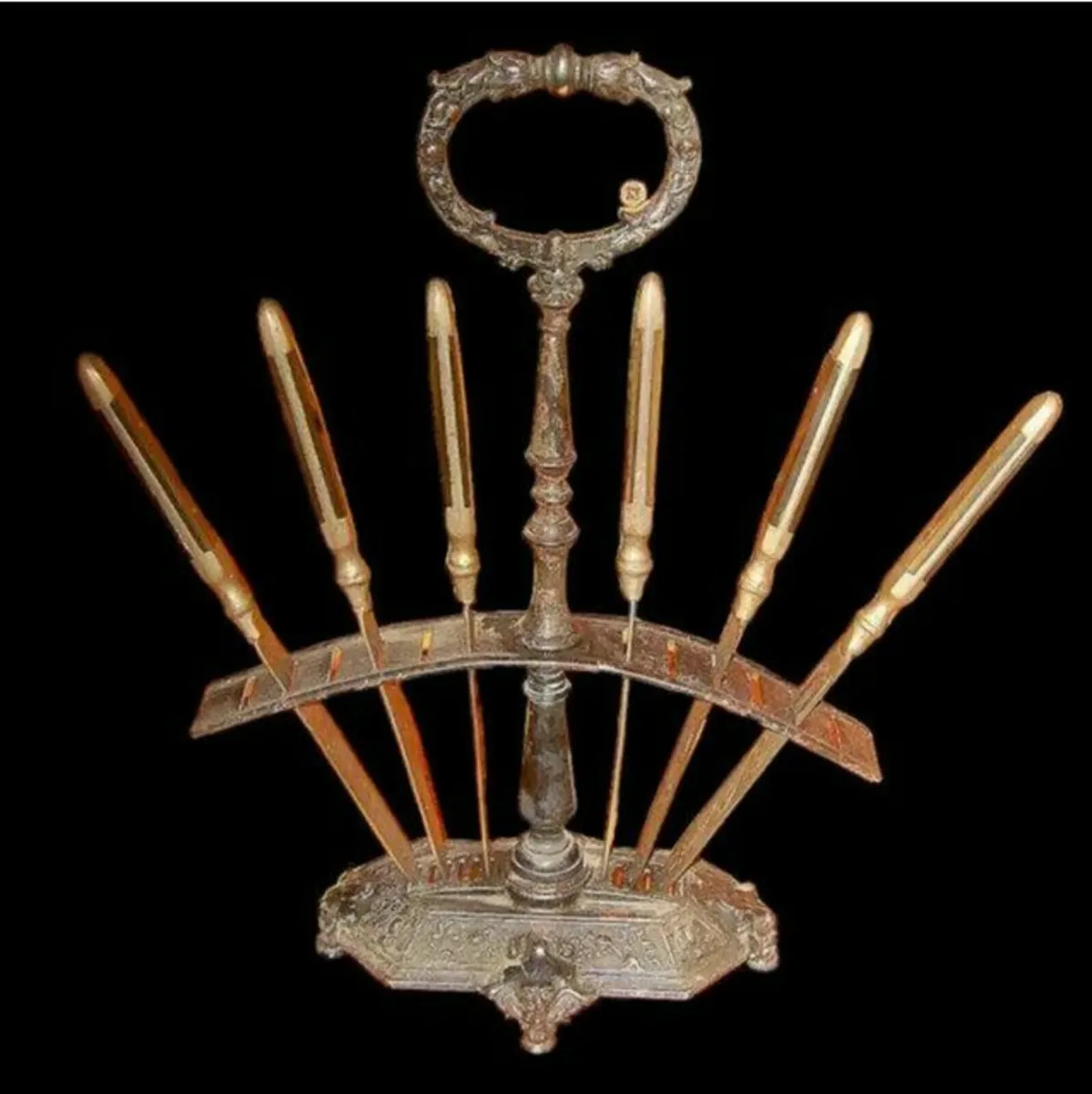 Set of 6 Vintage Fruit/Cheese Cutters with Stand - Image 2