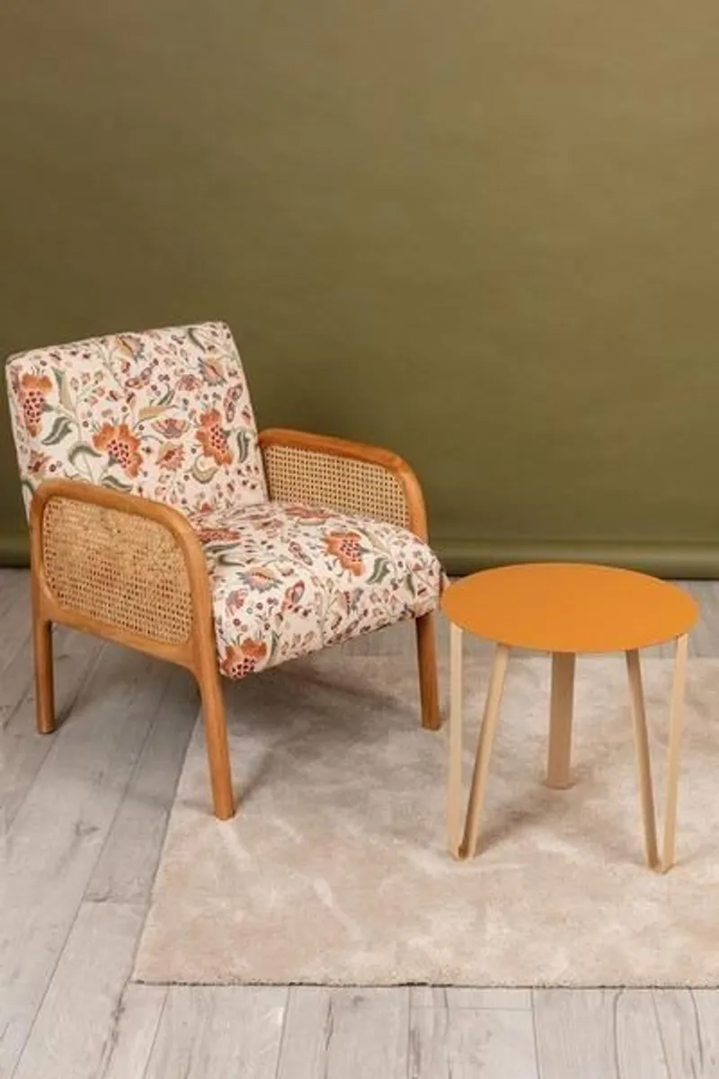 Oak Rattan Tapestry Chair New - Image 1