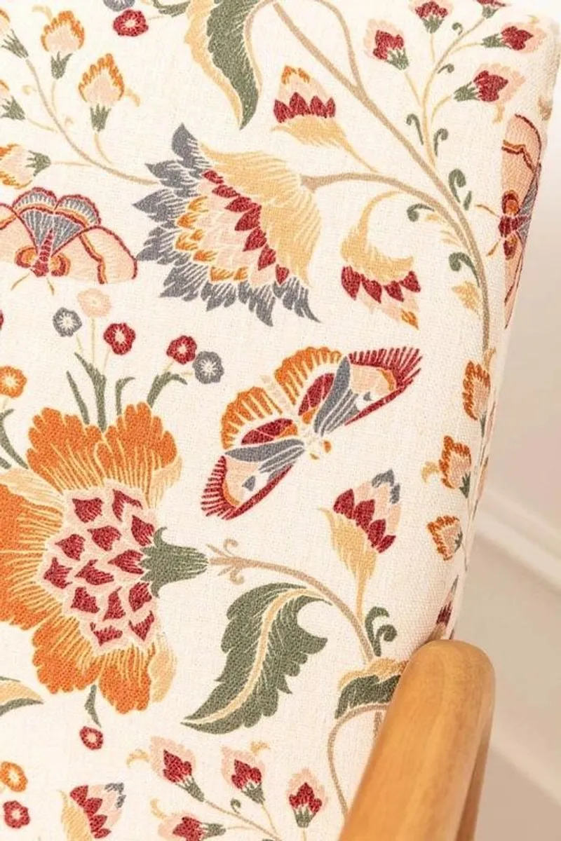 Oak Rattan Tapestry Chair New - Image 2