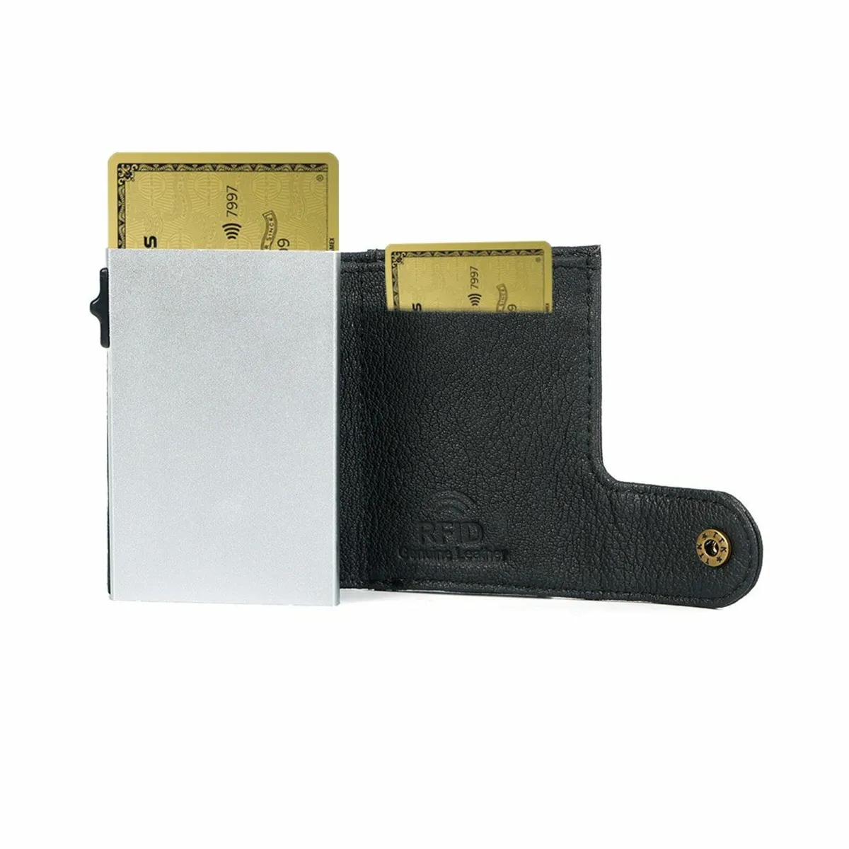 Leather Pop-Up Card Holder RFID Blocking Wallet - Image 2
