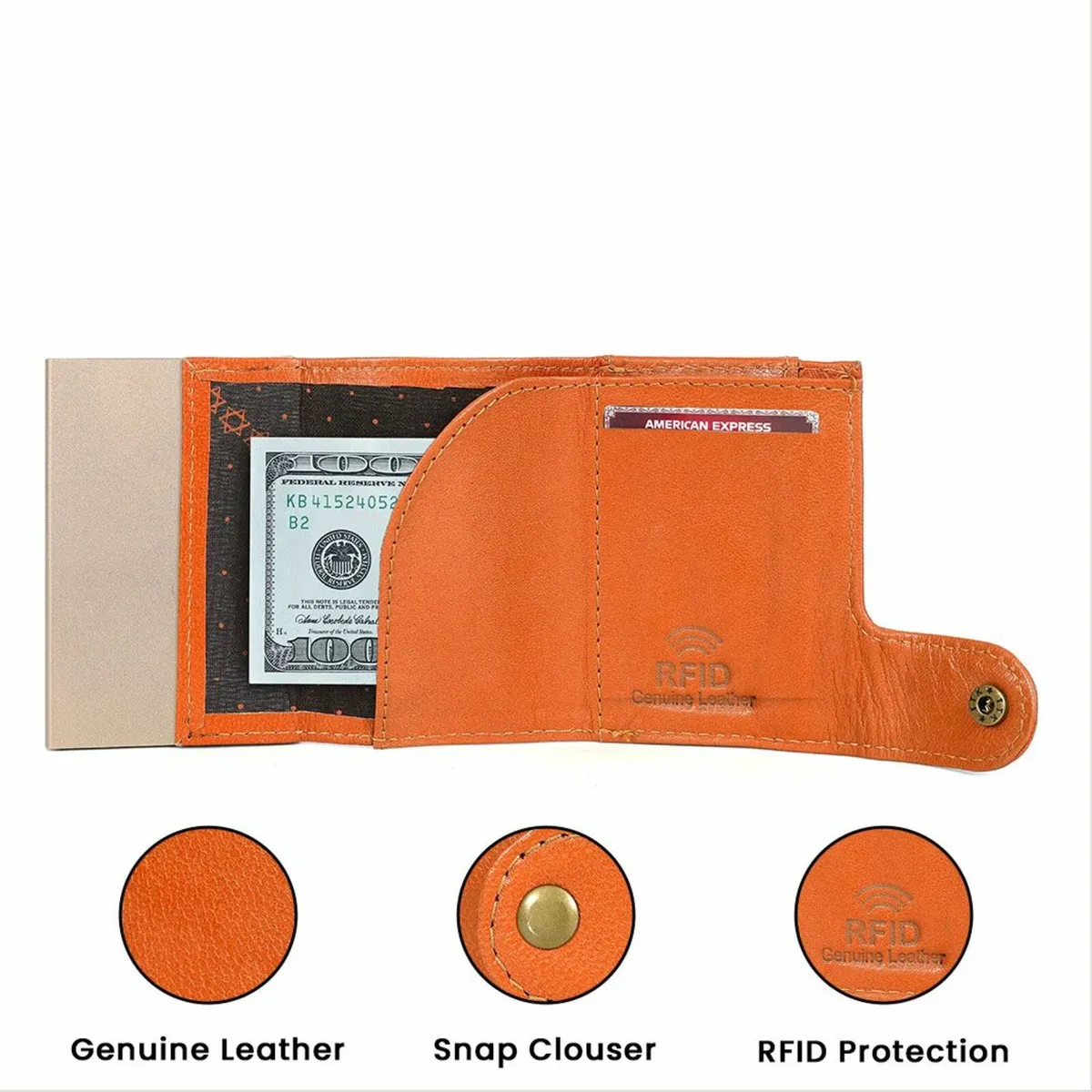 Leather Pop-Up Card Holder RFID Blocking Wallet - Image 2