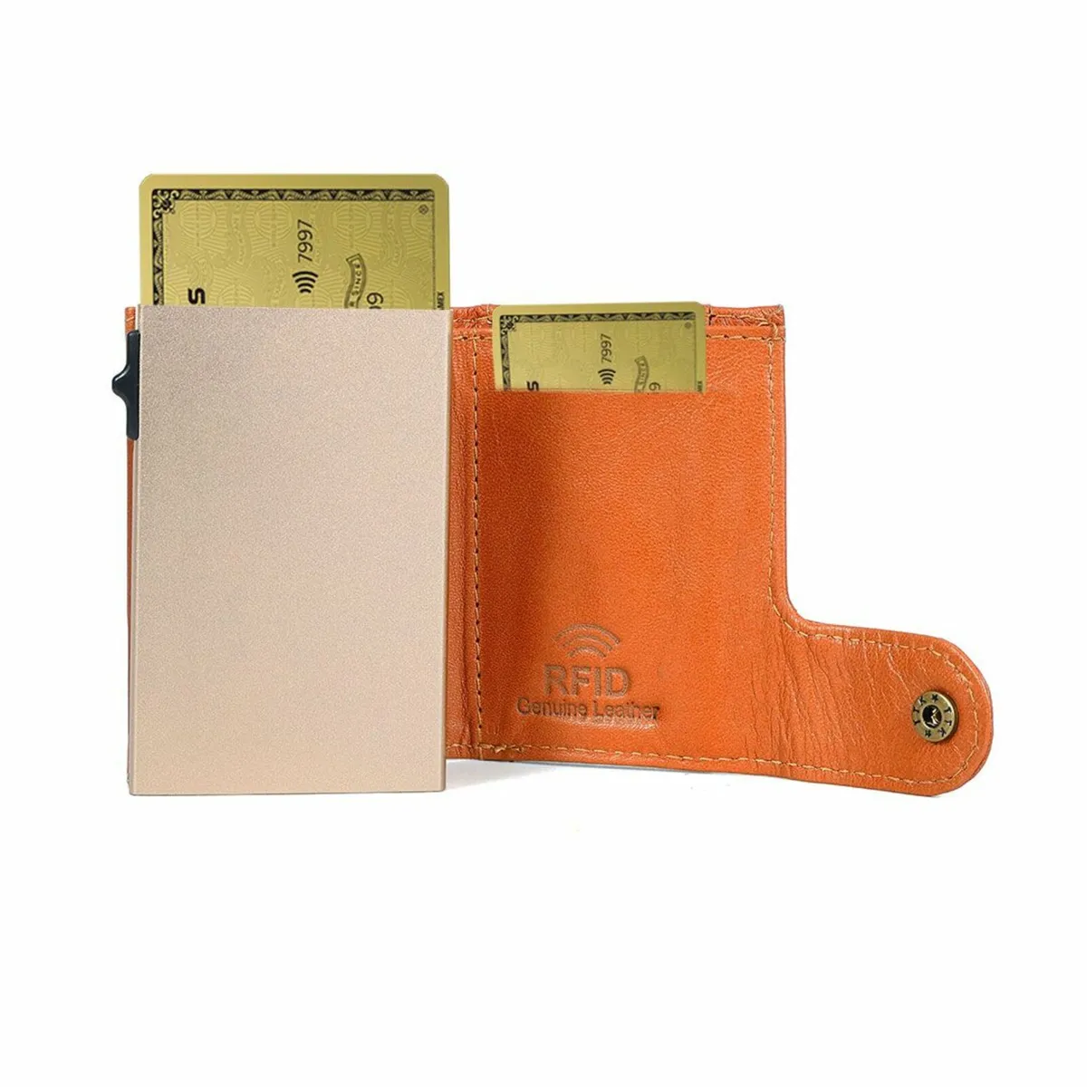 Leather Pop-Up Card Holder RFID Blocking Wallet - Image 3