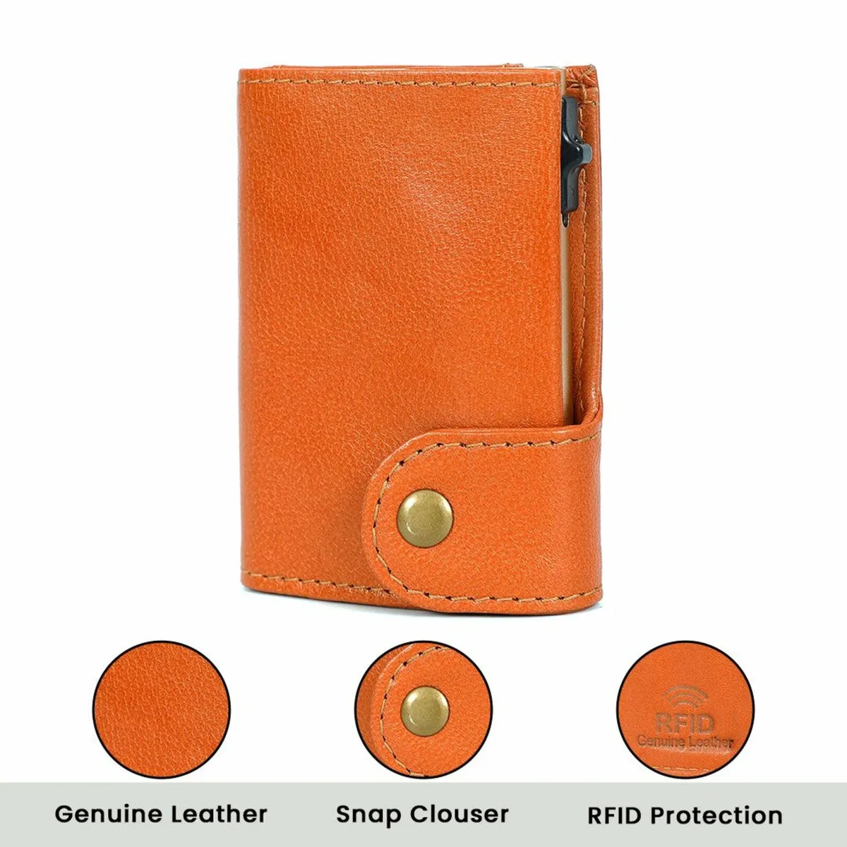 Leather Pop-Up Card Holder RFID Blocking Wallet - Image 4