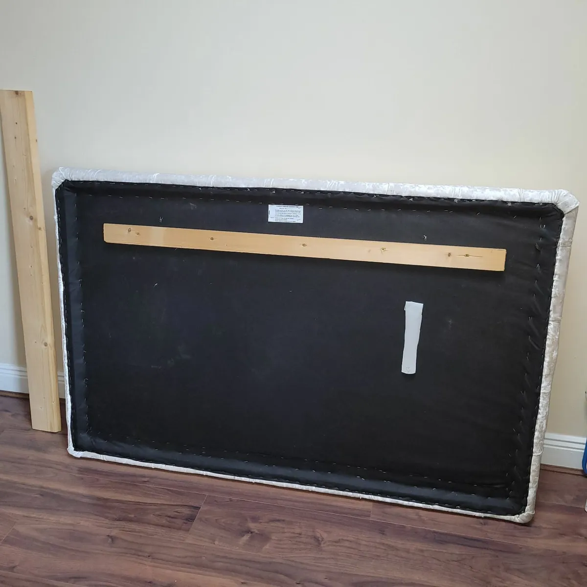 Wall mounted cream crushed velvet headboard - Image 4