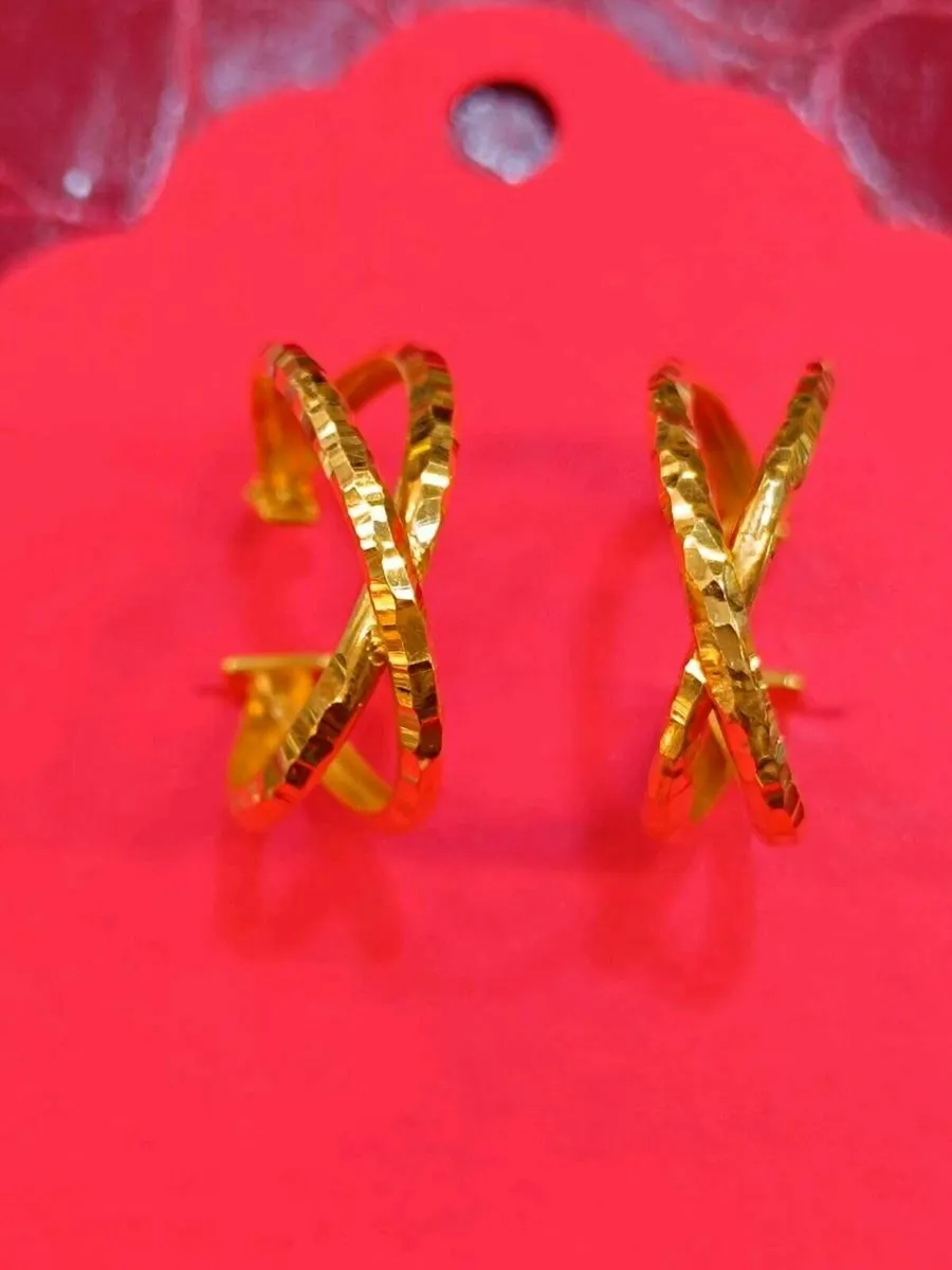 21 k Yellow Gold Earrings - Image 2