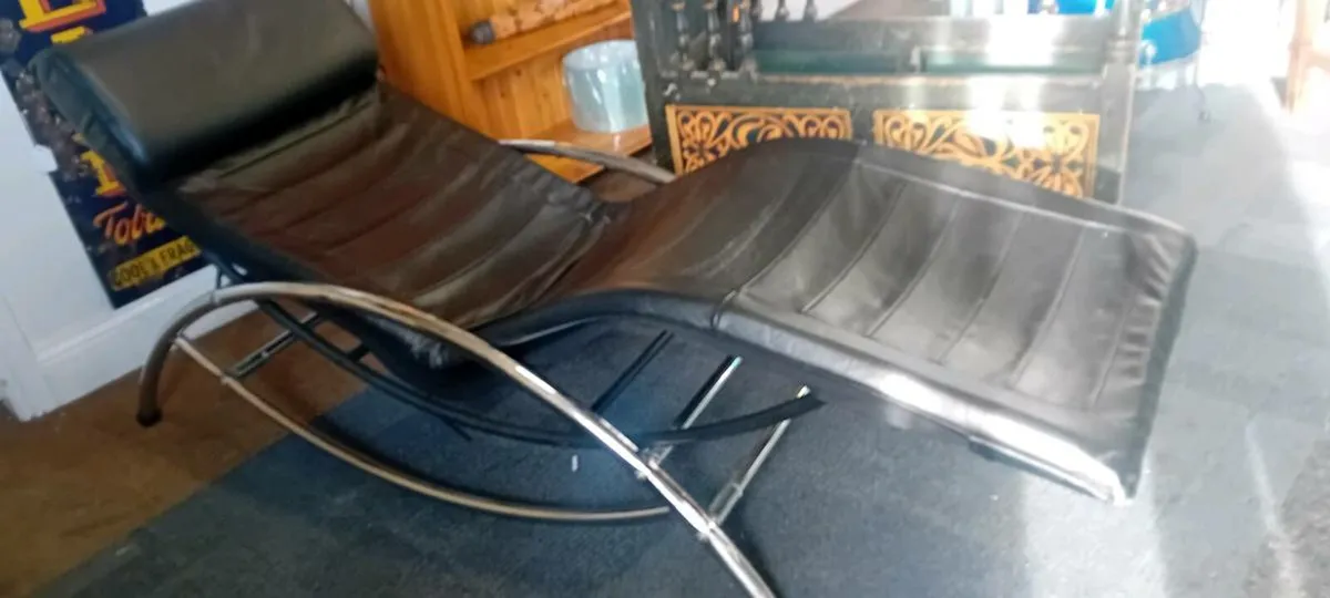 Italian Leather Corbusier Style Lounger