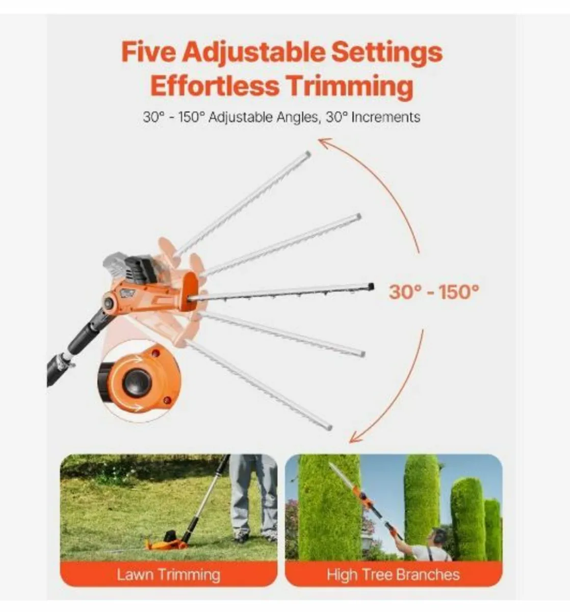 Electric Hedge Trimmer, 1200 RPM, 6.2 - 7.8 Ft - Image 2