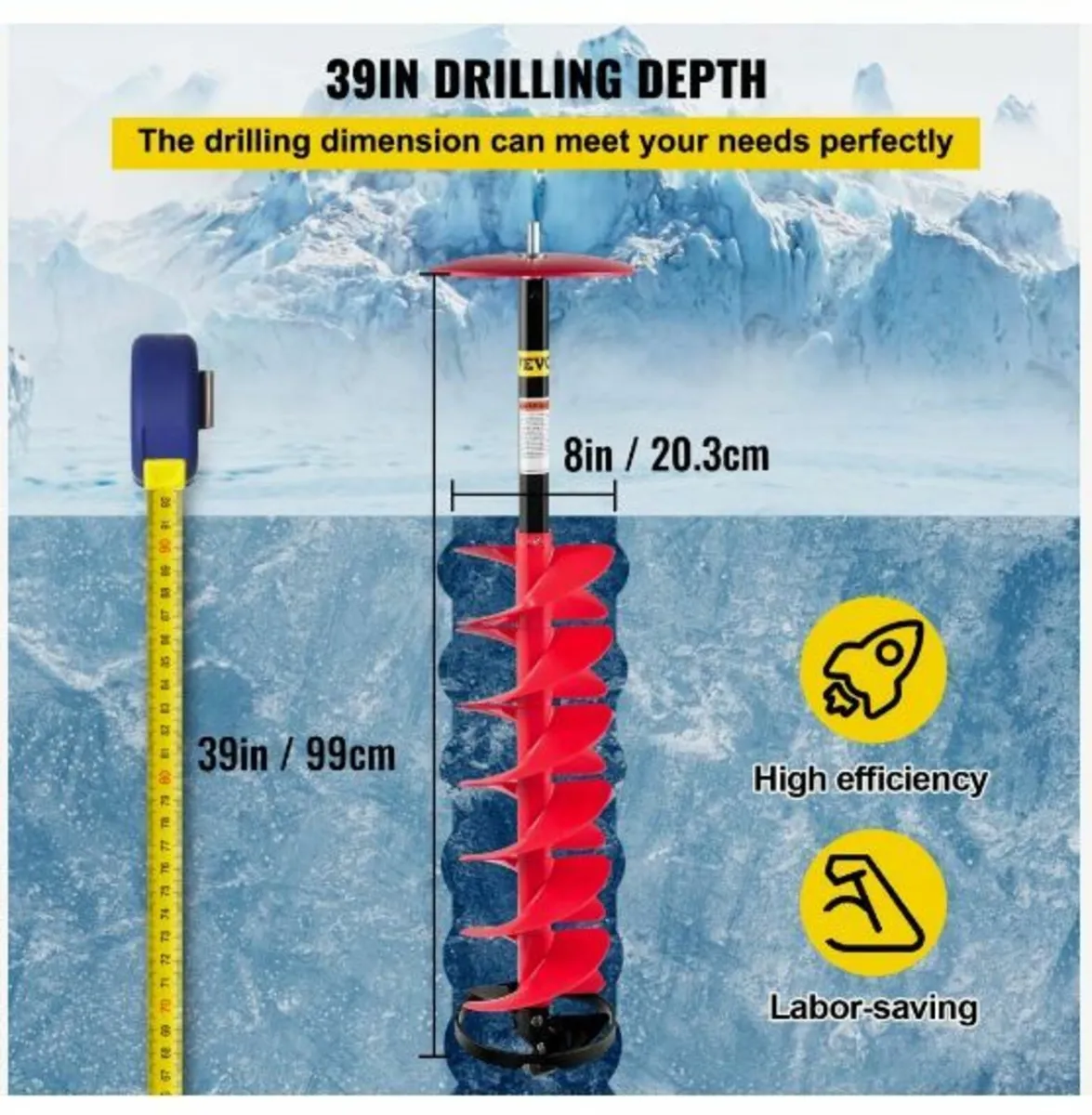 Ice Drill Auger, 8" Diameter - Image 3