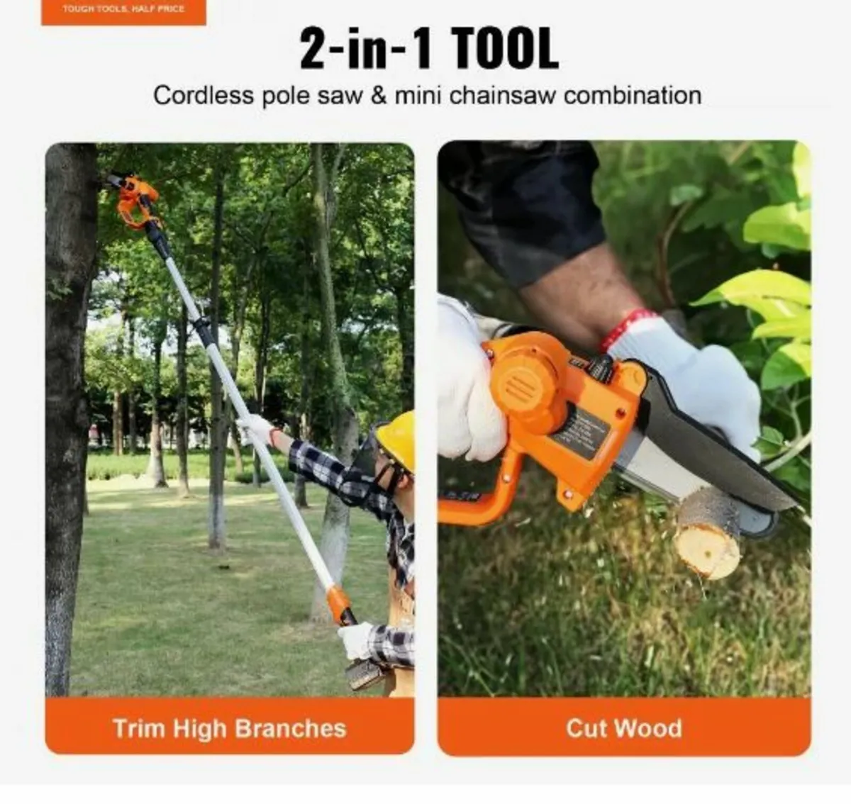2-in-1 Cordless Pole Saw & Mini Chainsaw - Image 2