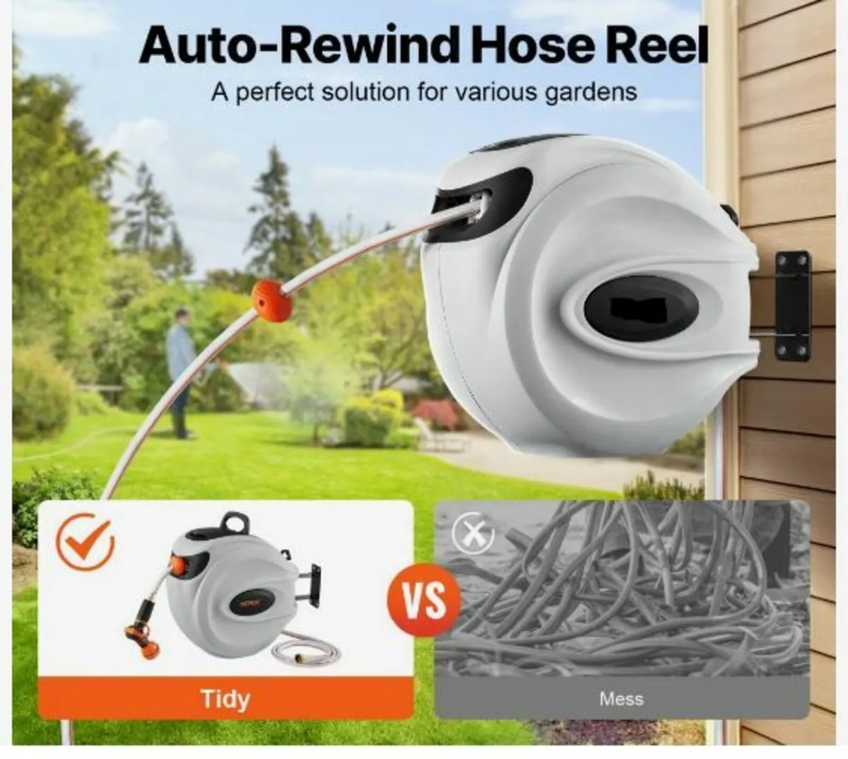 Retractable Garden Hose Reel, 1/2" x 131.23 ft - Image 2