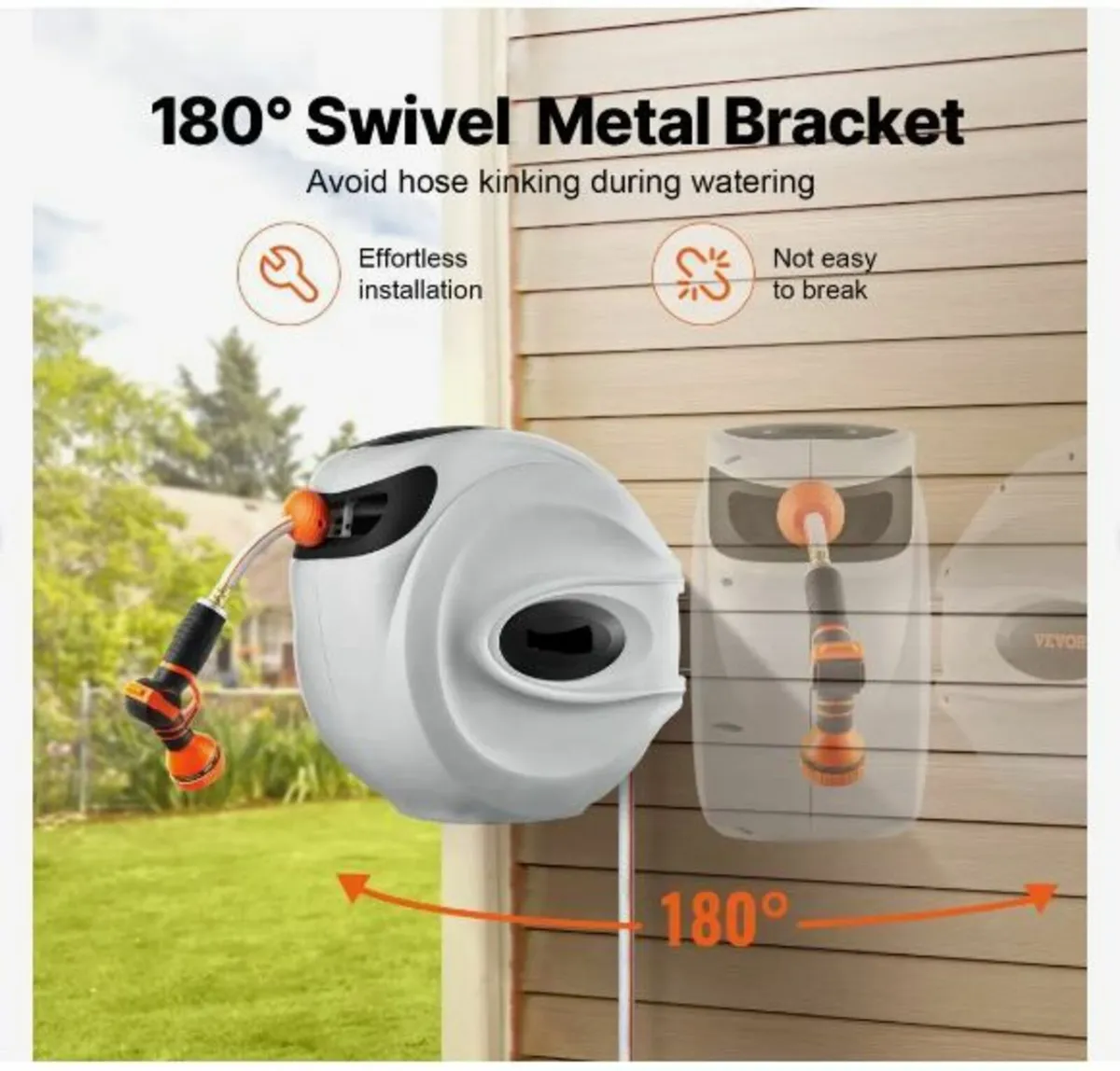 Retractable Garden Hose Reel, 1/2" x 131.23 ft - Image 3