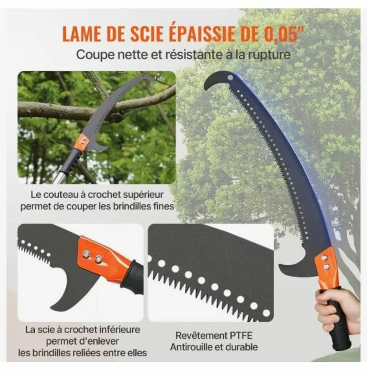 Manual Pole Saw, 2.2 - 8.2 m Extendable Tree - Image 4