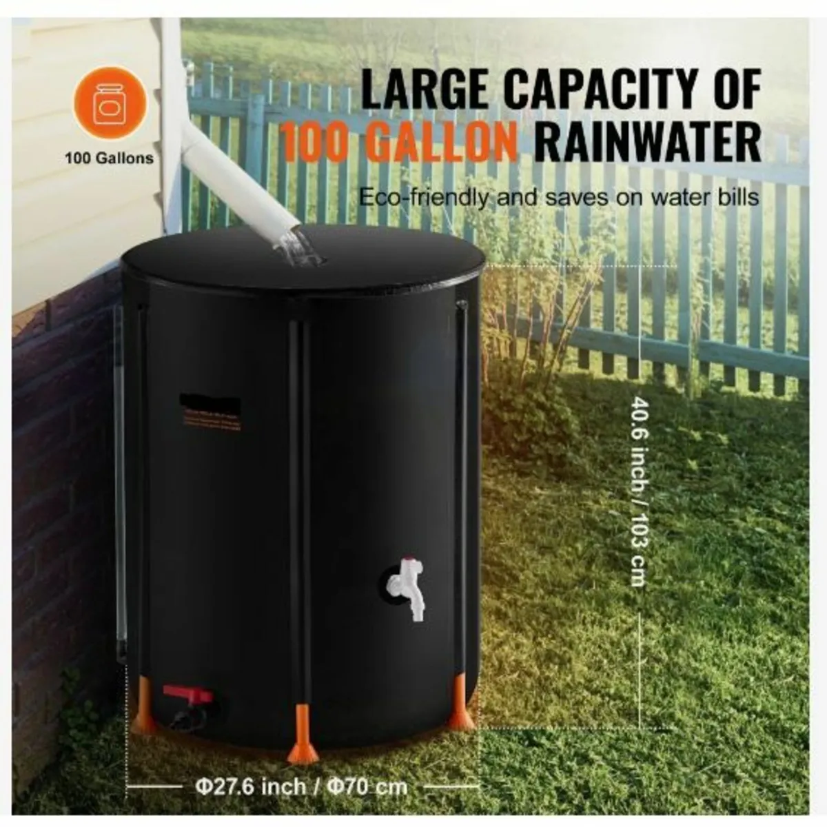 Collapsible Rain Barrel 378.5 L Rain Catcher - Image 2