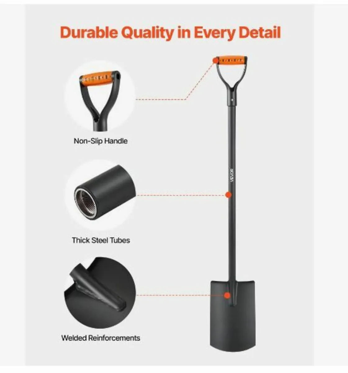Square Shovel, 122 cm Heavy-Duty Flat Shovel - Image 2